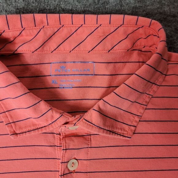 Peter Millar Crown Crafted Bluff Aqua Cotton Polo Mens Shirt Size XL Striped - Picture 3 of 11